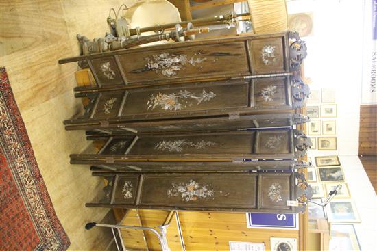 An early 20th century Chinese rosewood six fold screen